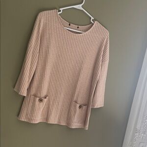 Women's Ribbed Pocket Tunic Top — Neutral Blush